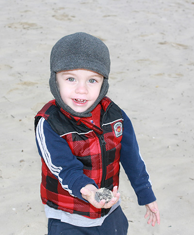 Ben melts everyones hearts'. He had his first experience at the ocean this winter.
